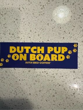 Dutch Bros  Mini Bumper Sticker MAY 2026 "Dutch Pup On Board" Dutch Sticker